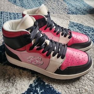 Lucky Chloe Equil Street Kicks Pink Black High Top Sneakers Size 7 Classic